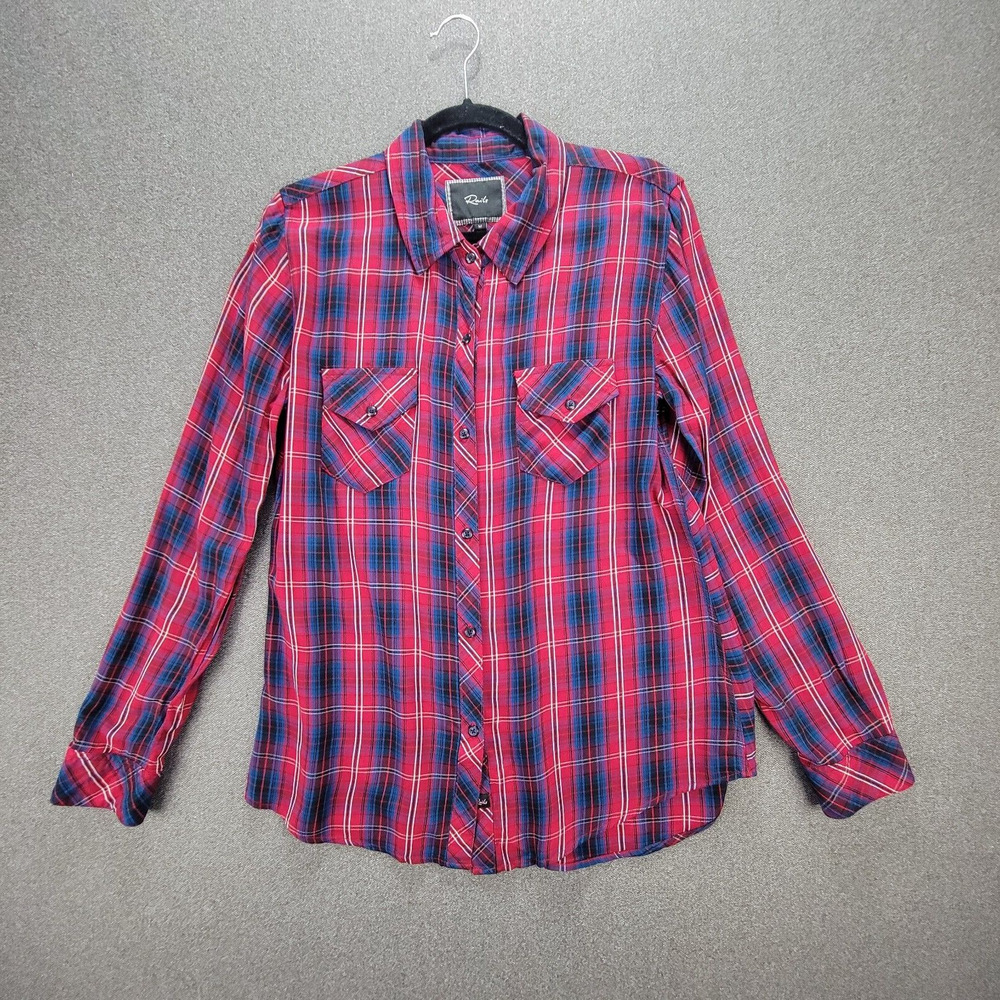 Rails M Red Blue Plaid Button Shirt*READ*